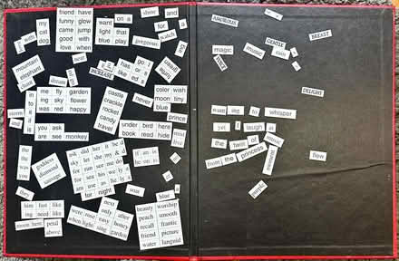 Photo of free magnetic poetry journal (Bellevue crossroads) #2