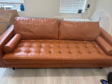 Photo of free Leather couch camel color (Union city boarder of JC) #3