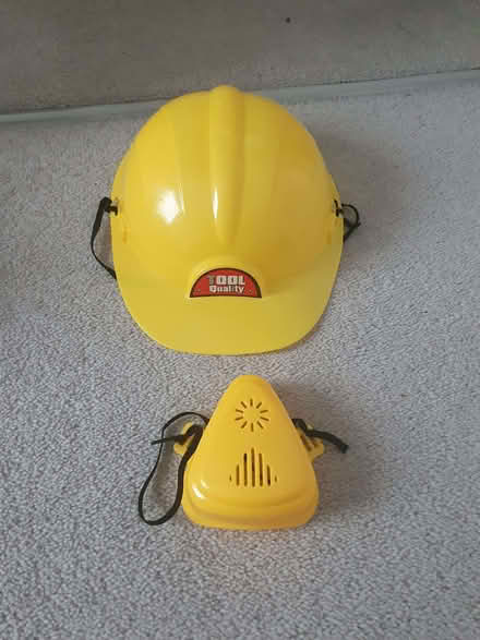 Photo of free Toy construction hat and nose/mouth mask (Burgess Park SE5) #1