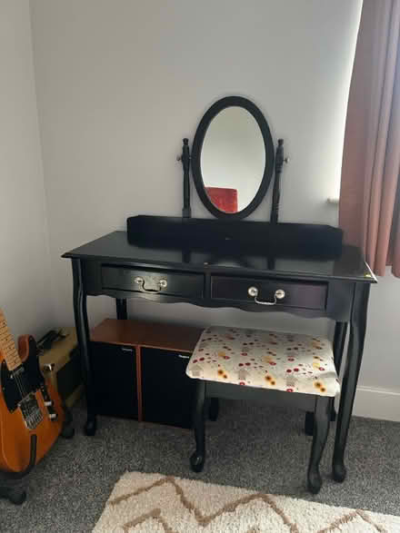 Photo of free Black dresser and stool with mirror (Wye (TN25)) #1