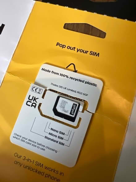 Photo of free Giff Gaff Standard Sim Card. (Southsea PO4) #4