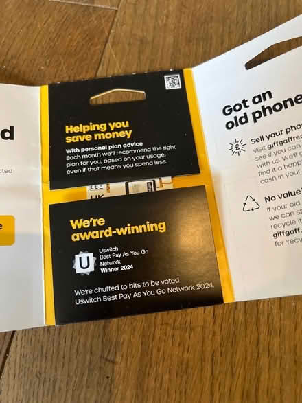 Photo of free Giff Gaff Standard Sim Card. (Southsea PO4) #3