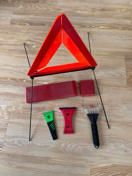 Photo of free Warning triangle and 3 windscreen scrapers (Millend OX7) #1
