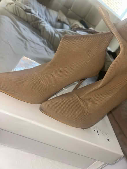 Photo of free Beige sock boot heels (Coulsdon town station) #1
