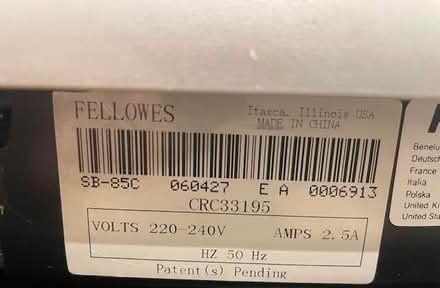 Photo of free fellowes sb-85c paper shredder (Eastbourne BN21) #4