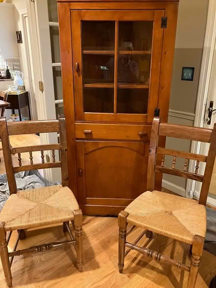 Photo of free Maple cabinet and two chairs (Queensbury NY) #1