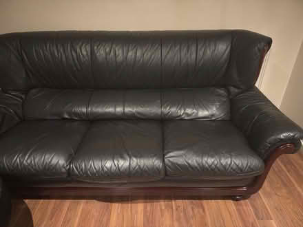 Photo of free Black leather sofa (Denton Road, Manchester) #2