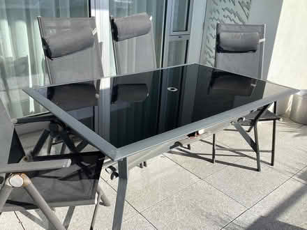 Photo of free Glass top, metal table and recliner chairs (Worthing BN11) #1