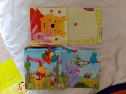 Photo of free Winnie the Pooh plastic tablecloth & pack of serviettes (Kinson Village Green Stocks BH10) #1