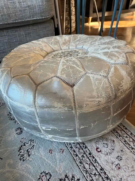 Photo of free Leather silver footstool (Weybridge) #2