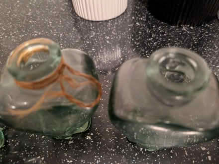 Photo of free 3 green glass heart jars (Crewe CW1) #2