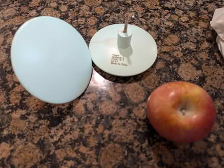 Photo of free 4 light blue "button" wall hooks (North Cambridge) #1