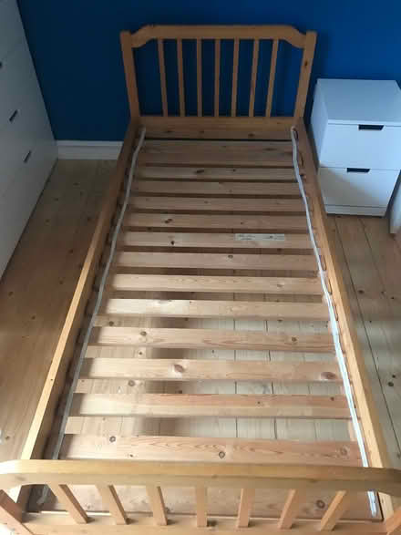 Photo of free Single IKEA wood bed with mattress (SG6) #1