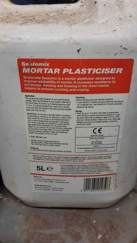 Photo of free Mortar plasticiser (Smiths Estate OX28) #2