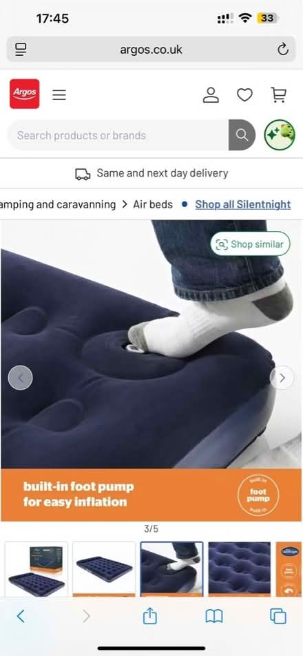 Photo of free Double Airbed with Foot Pump and Pillow (Canary Wharf E14) #1