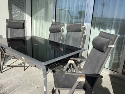 Photo of free Glass top, metal table and recliner chairs (Worthing BN11) #2