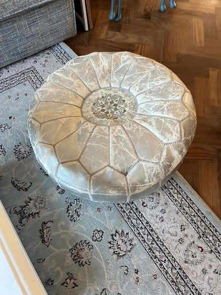 Photo of free Leather silver footstool (Weybridge) #1