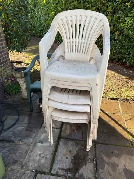 Photo of free Plastic garden chairs and bench (Sittingbourne) #1