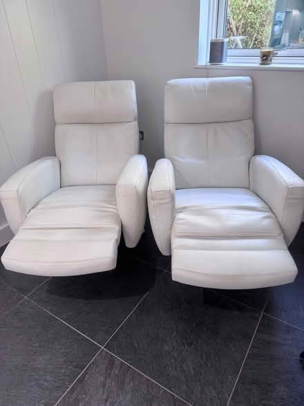 Photo of free White leather swivel armchairs (Kings Hill ME19) #2