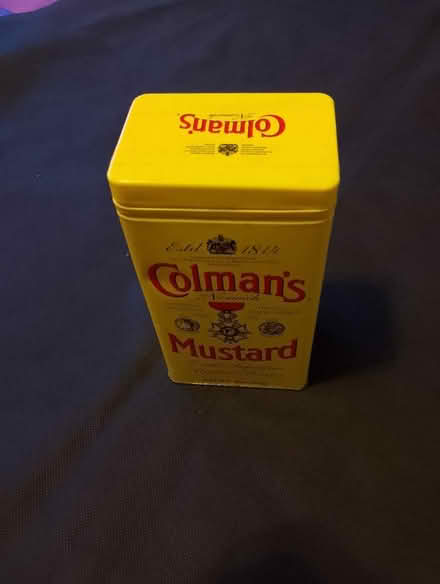 Photo of free Large Colman's tin for pencils etc (Waterlooville) #3