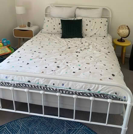 Photo of free White metal bedframe & mattress (Narrabundah) #2