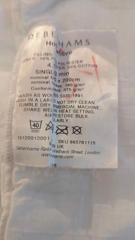 Photo of free Debehams 4.5tog Duvet - Single (RG24 Old Basing) #2