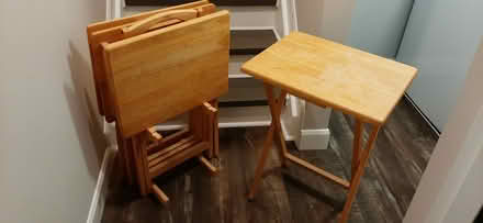 Photo of free Set of 4 Wooden TV tables (Hazeldean / Castlefrank) #1