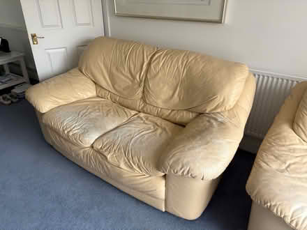 Photo of free Well built leather two seater settee (Buggs Bottom RG4) #1