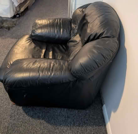 Photo of free Black leather armchair (Halesworth IP19) #1