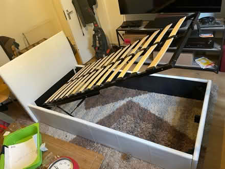 Photo of free White Faux leather single bed frame (London, Dalston E8) #1