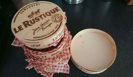 Photo of free Wooden cheese boxes x7 & 1 larger crafts box (Nash Mills WD4) #1