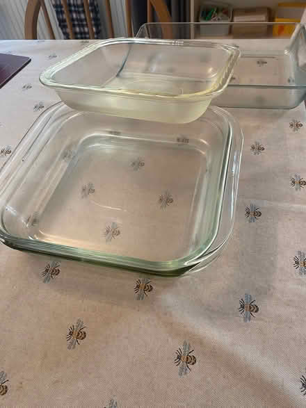 Photo of free 4 large glass oven proof dishes (Glyn Ceiriog) #1