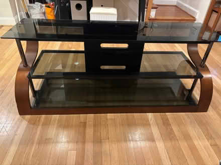 Photo of free Glass and wood tv console (Tenleytown/AU Park) #1