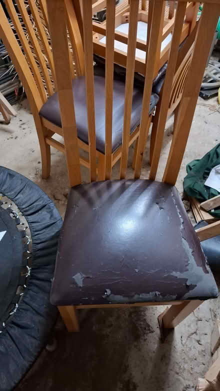 Photo of free 4 dining chairs wooden with padded seats. (Stroud GL5) #2