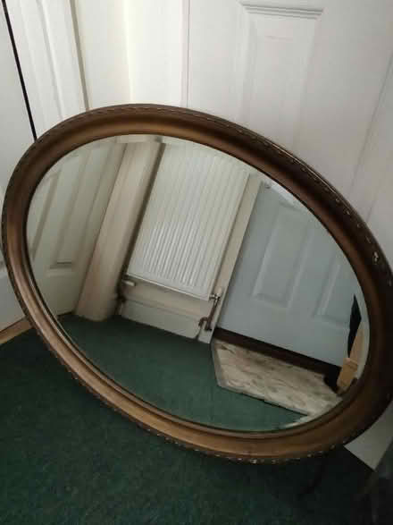 Photo of free Vintage large mirror in dark wood oval frame (Tilekiln TN38) #1