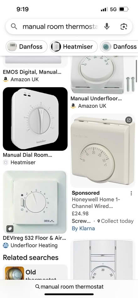 Photo of manual room thermostat (Studland BH19) #1