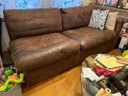 Photo of free Brown leather sofa (Lower Clapton E5) #1