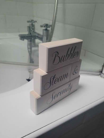Photo of free Bathroom wooden plaque (SG17 shefford beds) #2