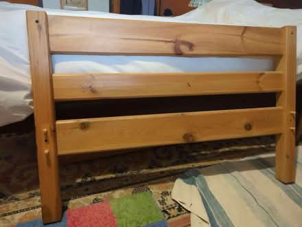 Photo of free Solid pine single bed & mattress (Burnham SL1) #1