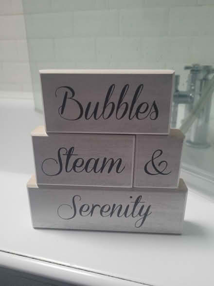 Photo of free Bathroom wooden plaque (SG17 shefford beds) #1