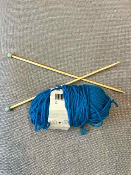 Photo of free Ball blue Chunky yarn and needles (Near Kew Gardens, Richmond) #1