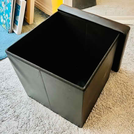 Photo of free Black vegan leather storage ottoman (Hanwell W7) #2