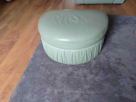 Photo of free 2 x Green Leather Chairs & Pouffe (Llanllyfni LL54 6SN) #3