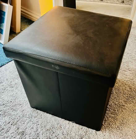Photo of free Black vegan leather storage ottoman (Hanwell W7) #1
