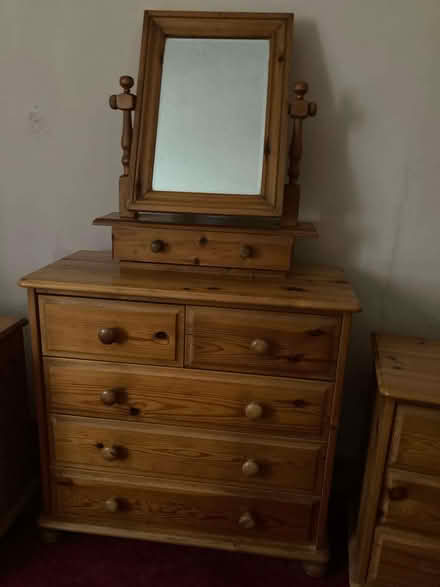 Photo of free Pine 5 Drawer chest with detachable mirror (Mimbridge GU21) #1