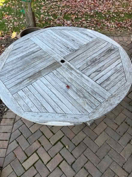 Photo of free Wood patio furniture-Table 4 chairs (Victoria, MN) #2