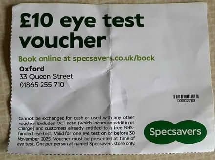 Photo of free Voucher for eye test at Specsaver Oxford (Marston OX3) #1