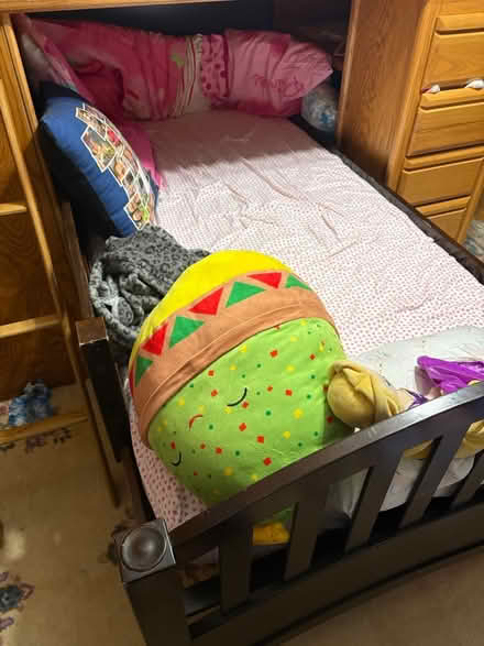 Photo of free Solid dark wood twin bed (Winfield by cdh) #1