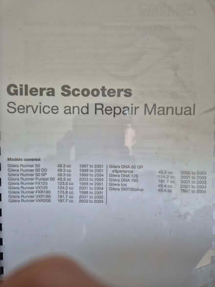Photo of free Gilera Scooter Repair Manual (Bengeo SG14) #1