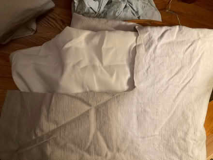 Photo of free 2x tan/light grey blackout curtains (Davis) #3